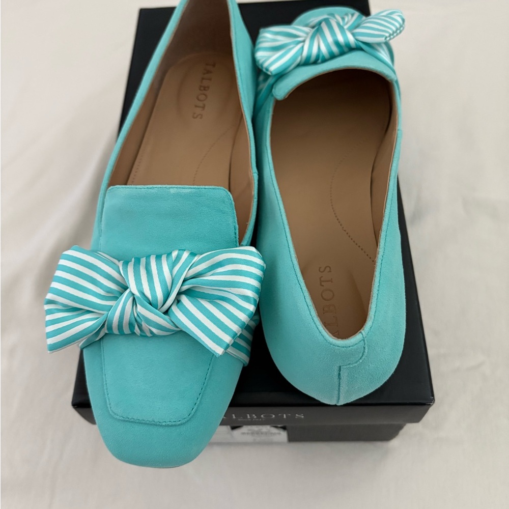 NWT Talbots Women's Turquoise Bow Loafers